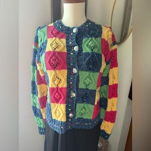 Funky vintage y2k hand knit cardigan
